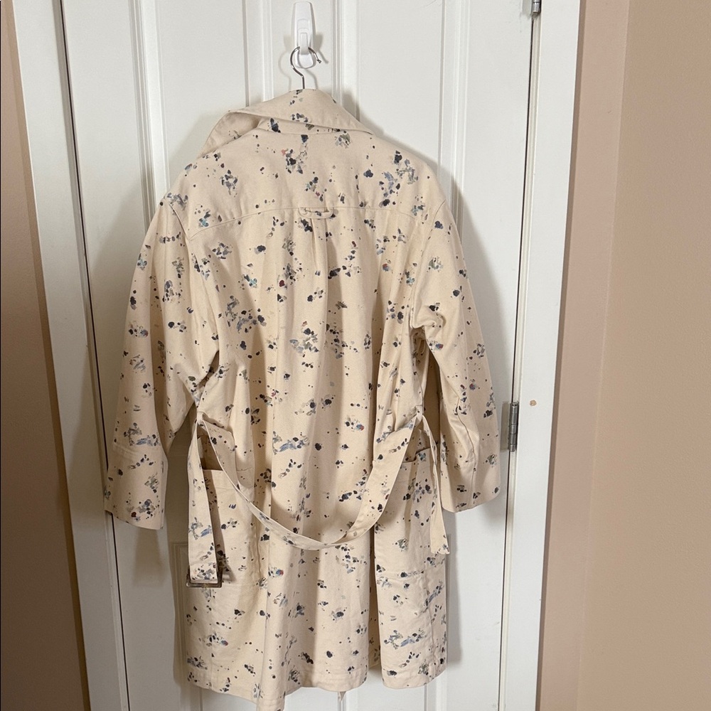 Caron Callahan Cream and Navy Patterned Trench Coat - Picture 8 of 8